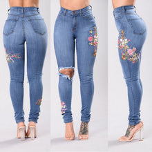 Load image into Gallery viewer, Women&#39;s denim-embroidered jeans.