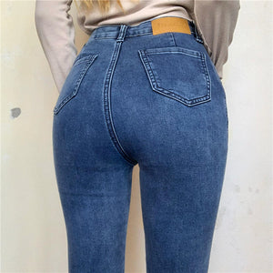 Denim Trousers-Tight-Fitting Pencil Pants