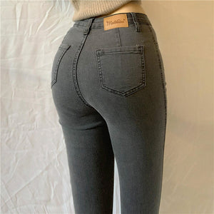 Denim Trousers-Tight-Fitting Pencil Pants