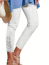 Load image into Gallery viewer, White Tights - Lace Stitching - Hollow-out Cropped pants.