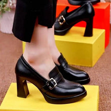 Load image into Gallery viewer, Thick Soled/ Thick Heels/ Deep Cut Women&#39;s Leather Shoes.