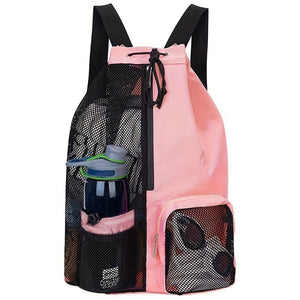 Swim Mesh - Drawstring Backpack .