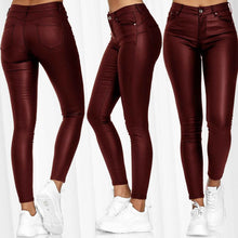 Load image into Gallery viewer, Solid Color-Leather Casual Pants.