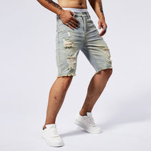 Load image into Gallery viewer, Leisure-Ripped Slim Fit-Denim Shorts.