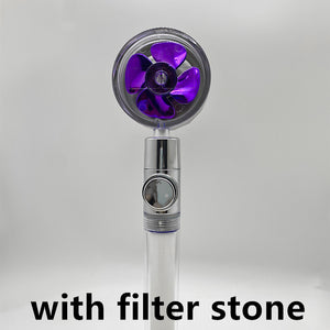 Shower Head Water Saving Flow 360 Degrees Rotating With Small Fan High Pressure Spray Nozzle