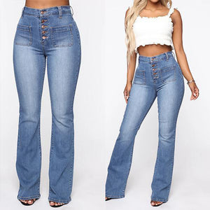 Plus Size/Ladies High Waist Denim Trousers.