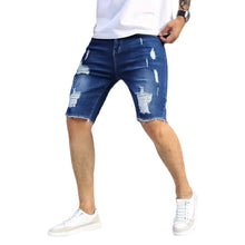 Load image into Gallery viewer, Leisure-Ripped Slim Fit-Denim Shorts.