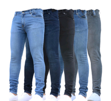 Load image into Gallery viewer, Men&#39;s Tight Solid Color Denim Pants