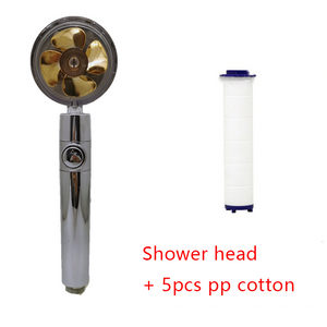 Shower Head Water Saving Flow 360 Degrees Rotating With Small Fan High Pressure Spray Nozzle