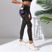 Load image into Gallery viewer, Plus Size-Mesh Stitching Yoga Trousers.