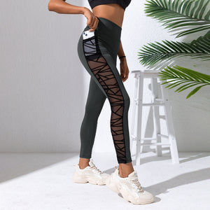 Plus Size-Mesh Stitching Yoga Trousers.