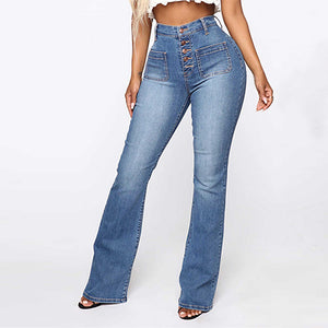 Plus Size/Ladies High Waist Denim Trousers.