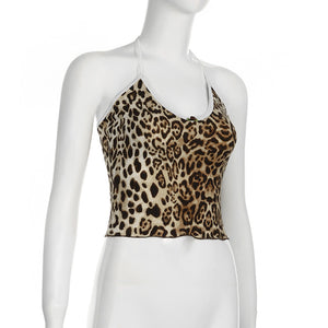 Leopard Print / Lace up halter Camisole.