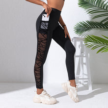 Load image into Gallery viewer, Plus Size-Mesh Stitching Yoga Trousers.