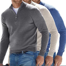 Load image into Gallery viewer, Men&#39;s Casual Long Sleeve V-neck Cashmere Zipper Top