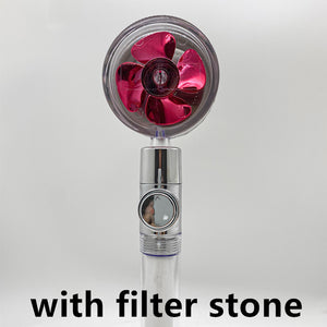 Shower Head Water Saving Flow 360 Degrees Rotating With Small Fan High Pressure Spray Nozzle