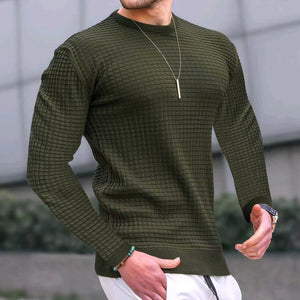 Crew-neck / Pullover Knitted Long-sleeved Cotton Top