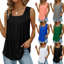 Load image into Gallery viewer, Pleated Square Neck-Sleeveless Vest T-shirt