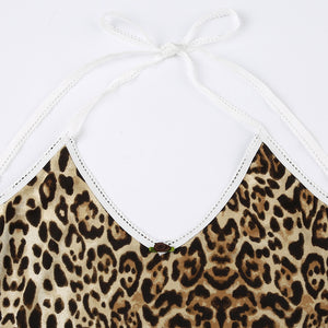 Leopard Print / Lace up halter Camisole.