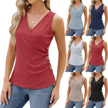 Load image into Gallery viewer, Fashion Vest With Button Design - New Sleeveless V-neck T-shirt.