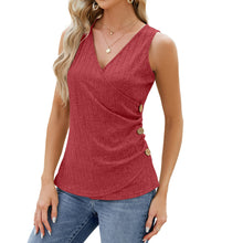 Load image into Gallery viewer, Fashion Vest With Button Design - New Sleeveless V-neck T-shirt.