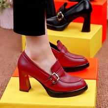 Load image into Gallery viewer, Thick Soled/ Thick Heels/ Deep Cut Women&#39;s Leather Shoes.