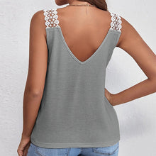 Load image into Gallery viewer, Waffle V-Neck Vest -Sleeveless Lace Tank Tops.