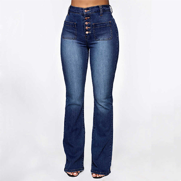 Plus Size/Ladies High Waist Denim Trousers.