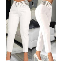 Load image into Gallery viewer, Casual Solid Color - Ribbon Hollow Belt pants