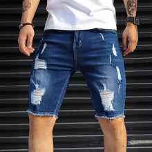 Load image into Gallery viewer, Leisure-Ripped Slim Fit-Denim Shorts.