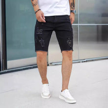 Load image into Gallery viewer, Leisure-Ripped Slim Fit-Denim Shorts.