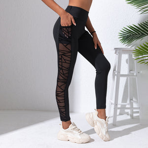 Plus Size-Mesh Stitching Yoga Trousers.