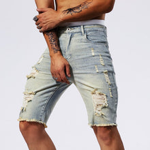 Load image into Gallery viewer, Leisure-Ripped Slim Fit-Denim Shorts.