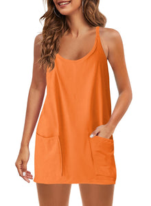 Solid Color / Sleeveless Spaghetti Strap Sundress