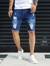 Load image into Gallery viewer, Leisure-Ripped Slim Fit-Denim Shorts.