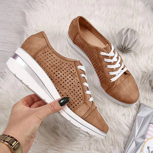 Wedge Shoes-Summer Autumn Casual Canvas-Breathable Platform Sneakers.