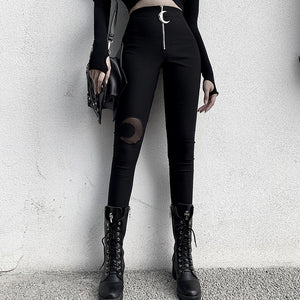 Crescent Zipper-High Waist-Tight Trousers With Small Legs.