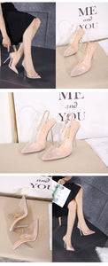 Metal Chain-Transparent High Heels Sandals.