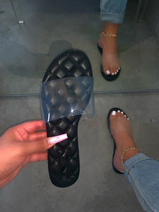 Transparent Upper-Comfortable Sole-Low Heel Sandals.