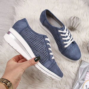 Wedge Shoes-Summer Autumn Casual Canvas-Breathable Platform Sneakers.