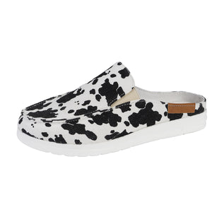 Leopard Print Semi-support Slip-on Shoes.