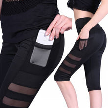 Load image into Gallery viewer, High waist-elastic mesh-leisure fitness leggings.