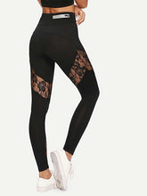 Load image into Gallery viewer, Lace perspective-sports yoga pants.