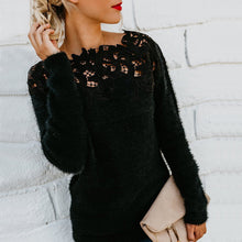 Load image into Gallery viewer, Stitching lace-long sleeve sweater