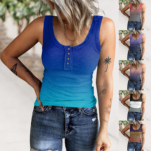 Fashion-Color block Gradient Sleeveless Tank Top.