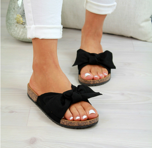 Slip On Sandals-Comfy Shoes-Casual Bow-Knot  Beach Slippers.