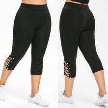 Load image into Gallery viewer, Knitted lace up-beaded leggings.