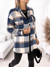 Load image into Gallery viewer, Long-sleeved Single-breasted Plaid Print Shirt, Collar Woolen Jacket.