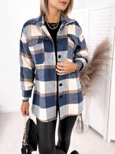 Load image into Gallery viewer, Long-sleeved Single-breasted Plaid Print Shirt, Collar Woolen Jacket.