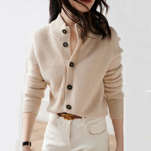 Solid Color-Women's Cardigan Knitted Sweater.